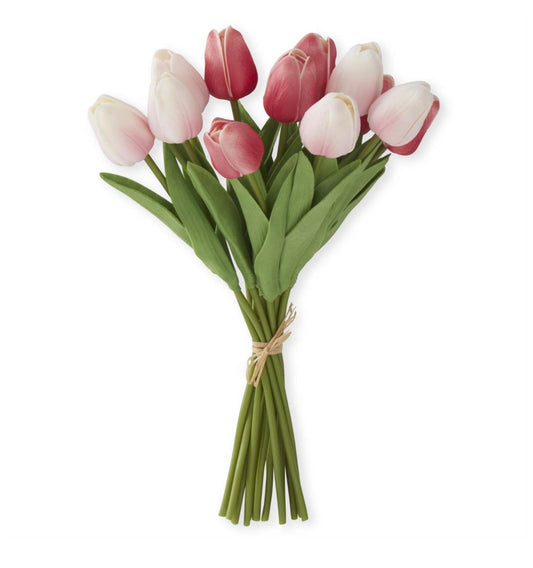 13 INCH PINK/ROSE REAL TOUCH MINI TULIP BUNDLE (12 STEMS)