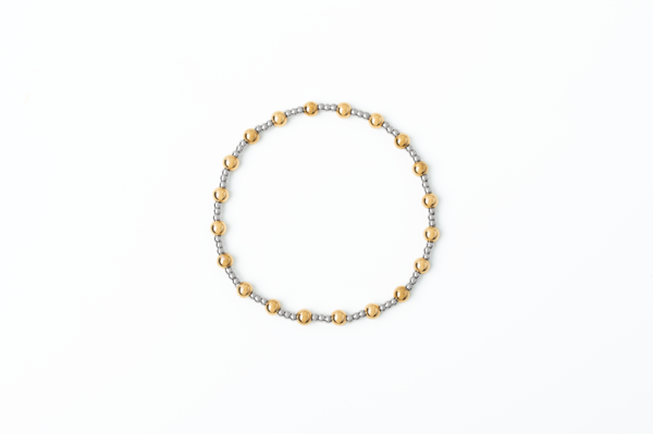 4 & 2mm Mixed Metal Stretch Bracelet - Meralora