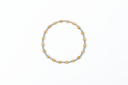 4 & 2mm Mixed Metal Stretch Bracelet - Meralora