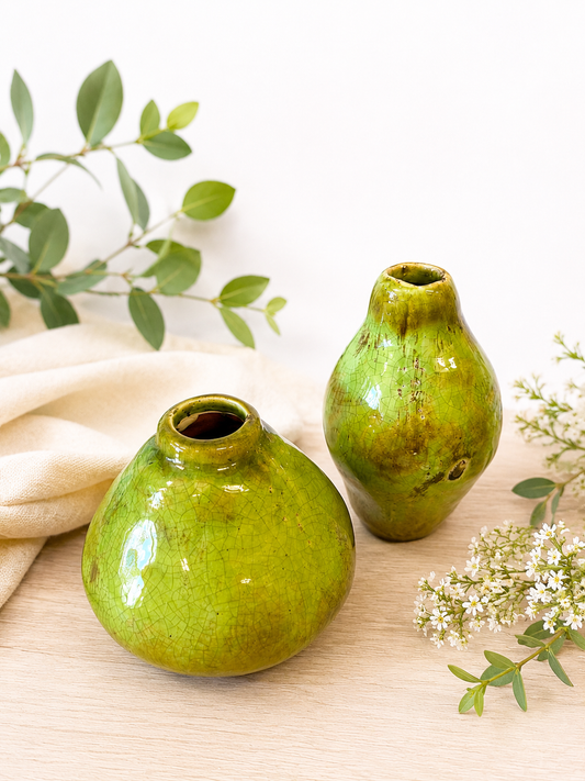Moss Glaze Bud Vase Set