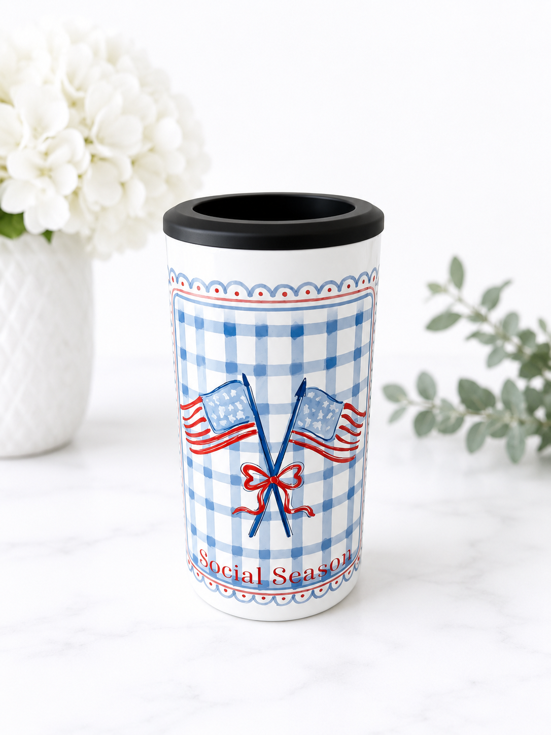 Liberty Gingham 4-in-1 Can Cooler