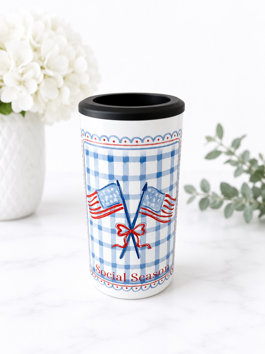 Liberty Gingham 4-in-1 Can Cooler