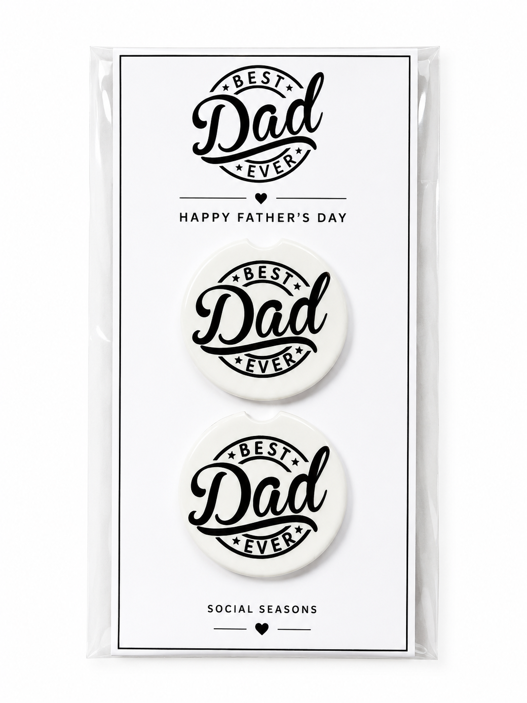 Best Dad Ever Ceramic Car Coaster Set