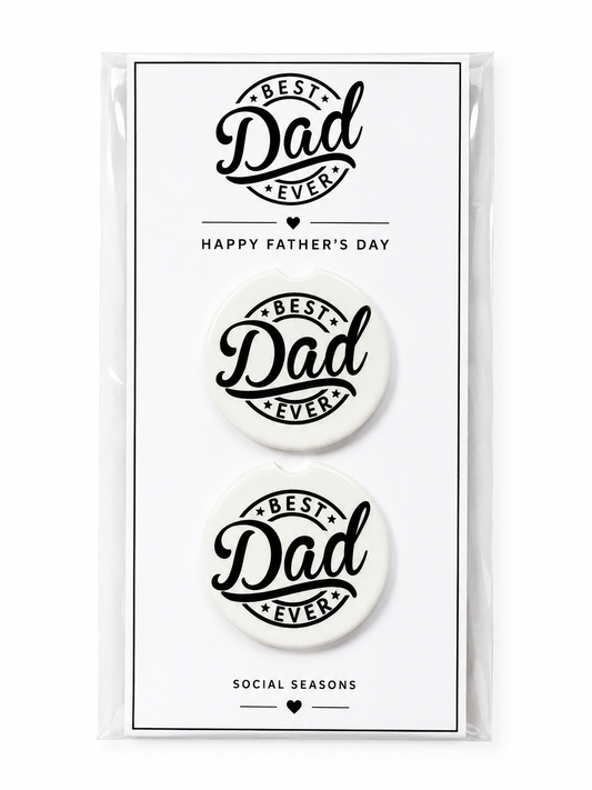 Best Dad Ever Ceramic Car Coaster Set