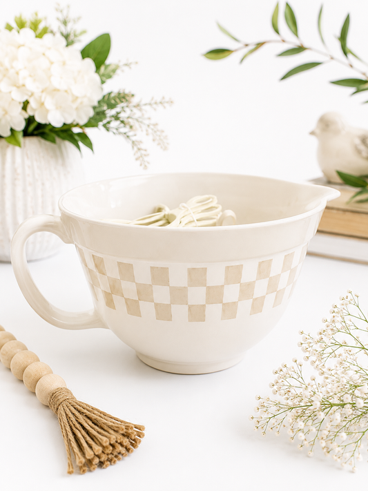 Harvest Checker Mixing Bowl with Measuring Cups & Spoons