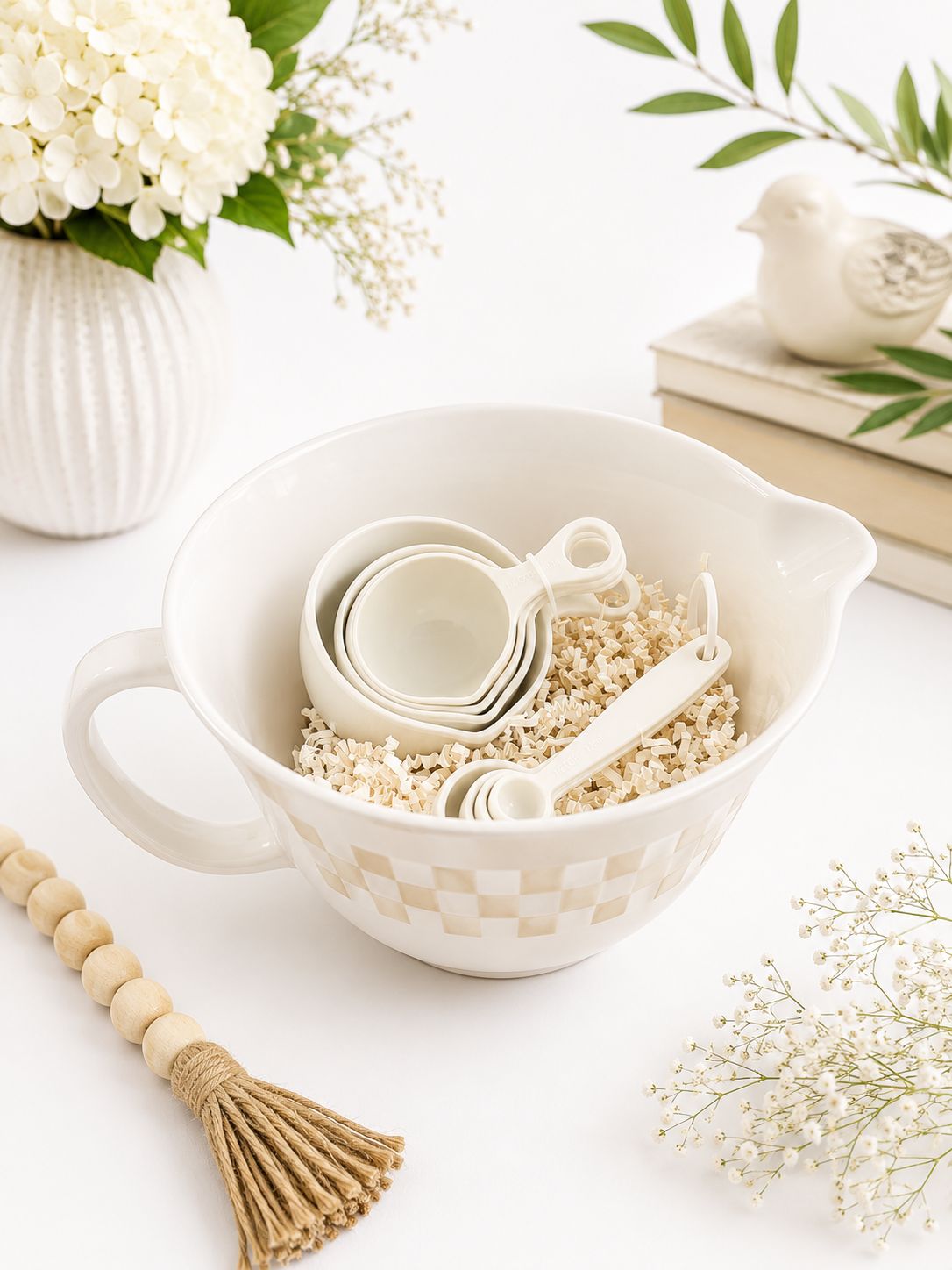 Harvest Checker Mixing Bowl with Measuring Cups & Spoons