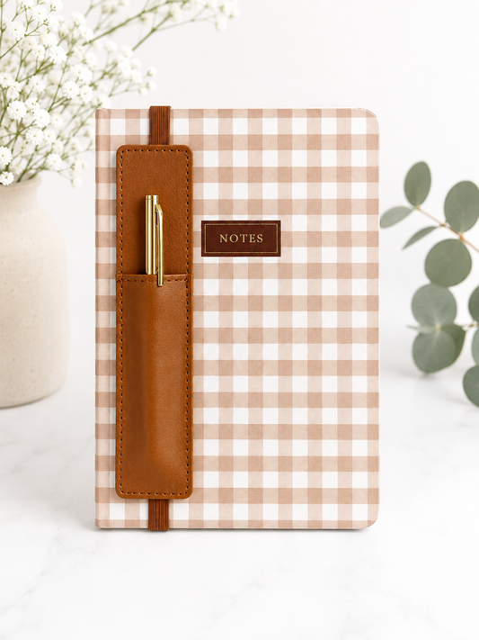 Gingham Notes Journal with Pen