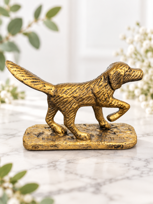 The Antique Gold Pointer Dog Figurine