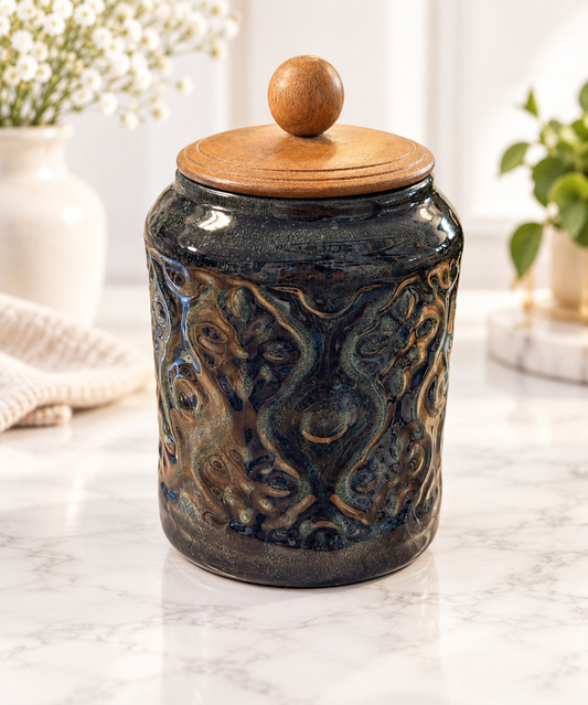 The Olive Embossed Canister – Medium