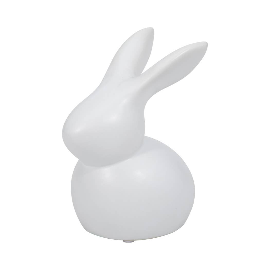 Decorative Figurine - White Ceramic Smooth Bunny, 7 in.