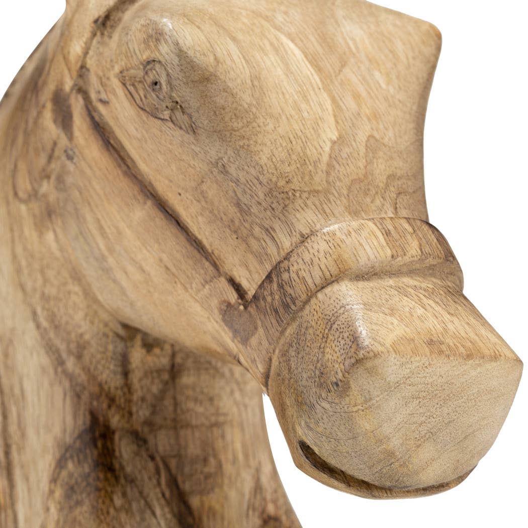 Figurine - Brown Wood Modern Handcrafted Horse Head, 11 in.