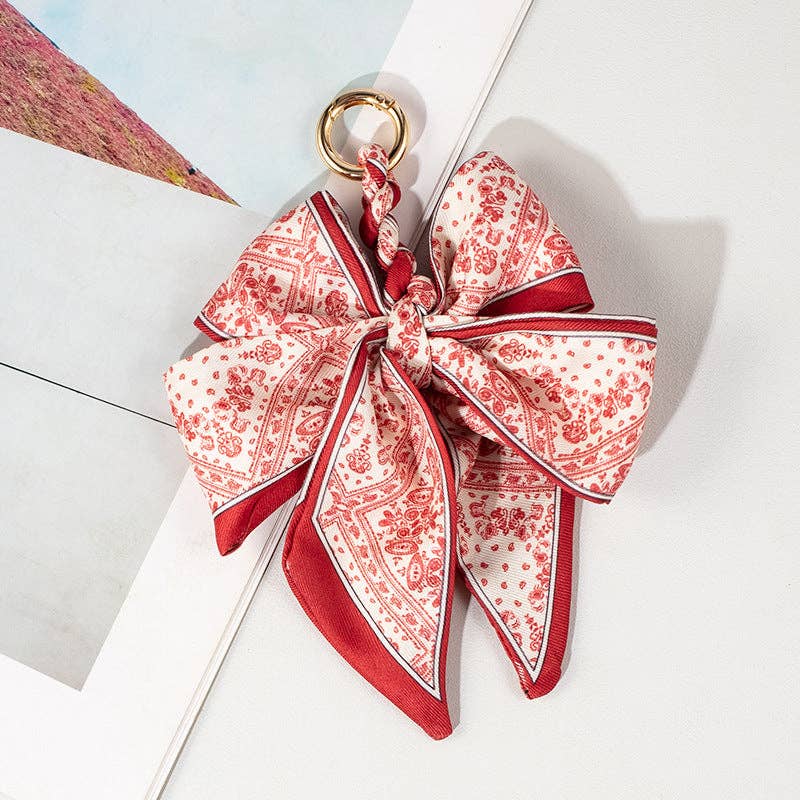 Vintage Print Satin Bow Bag Charms DP25D677