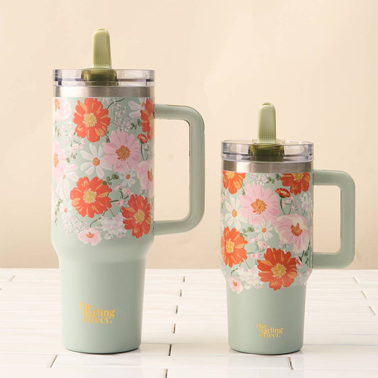 40 oz Lifestyle Flip Straw Tumbler–Bouquet Beauty Sage