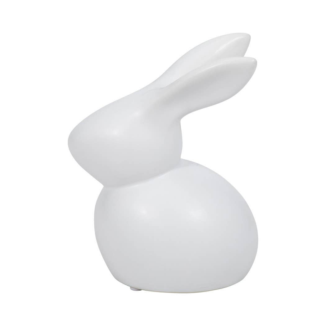 Decorative Figurine - White Ceramic Smooth Bunny, 7 in.
