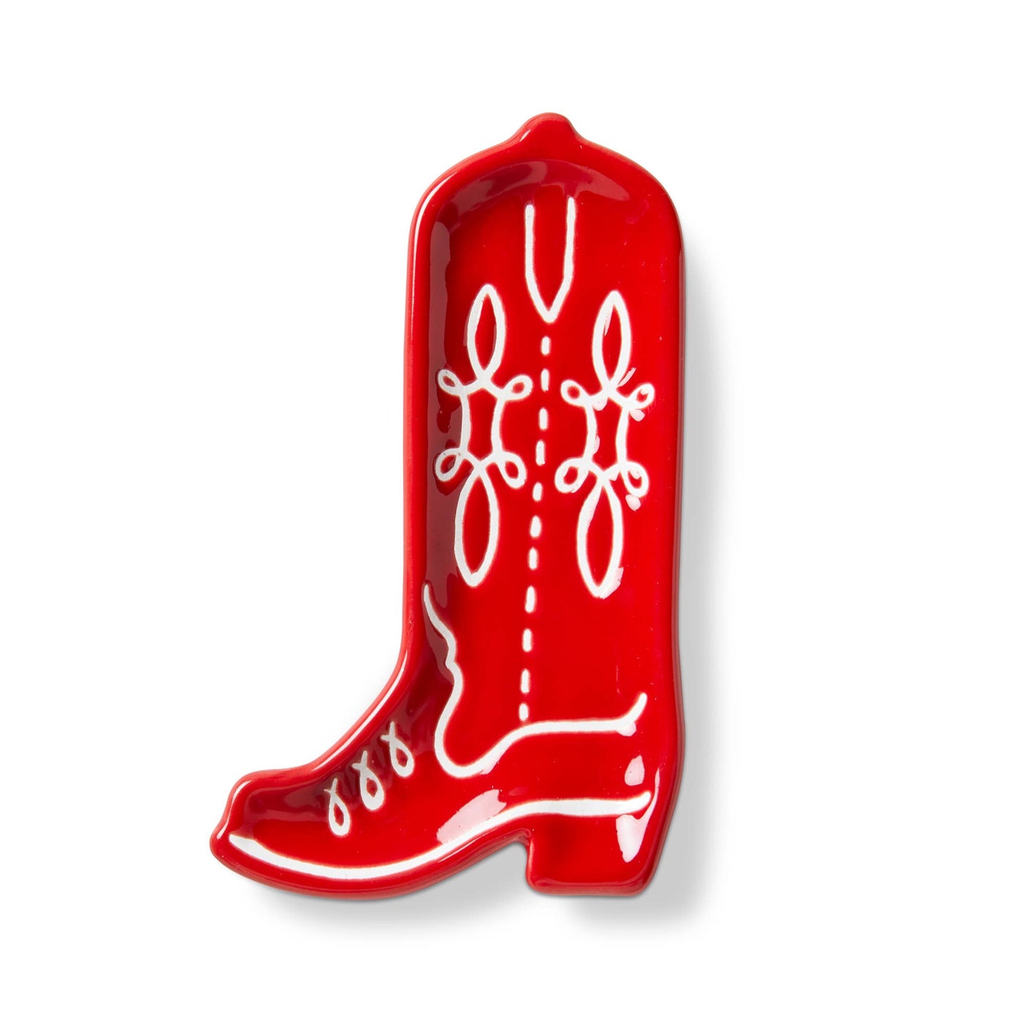 Cowboy Boot Trinket Dish Red Multi Ceramic Everyday