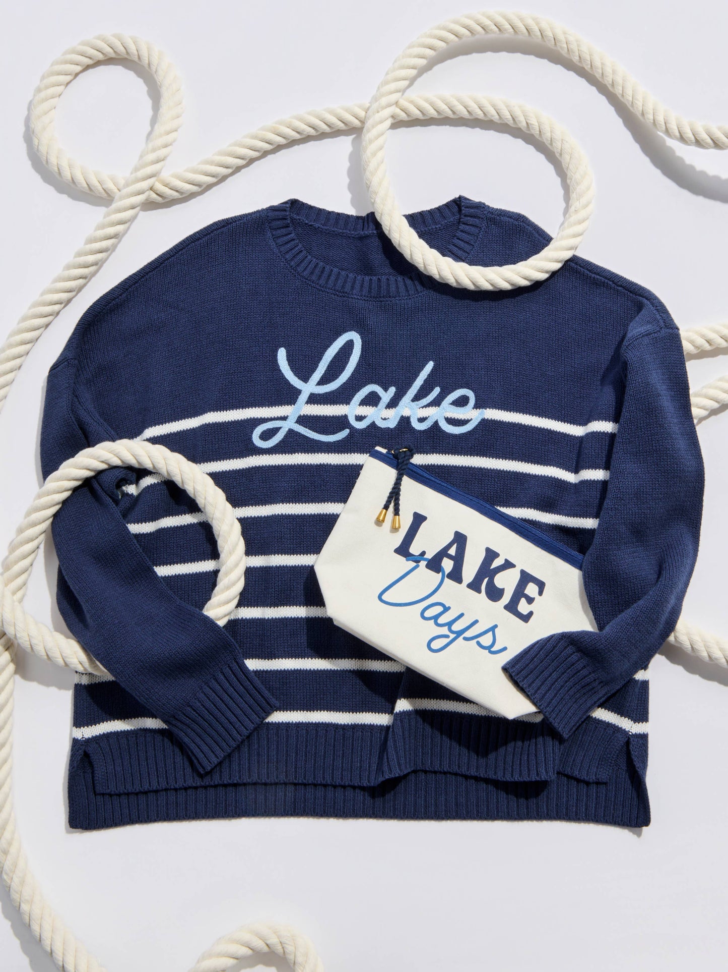"LAKE DAYS" ZIP POUCH,IVORY