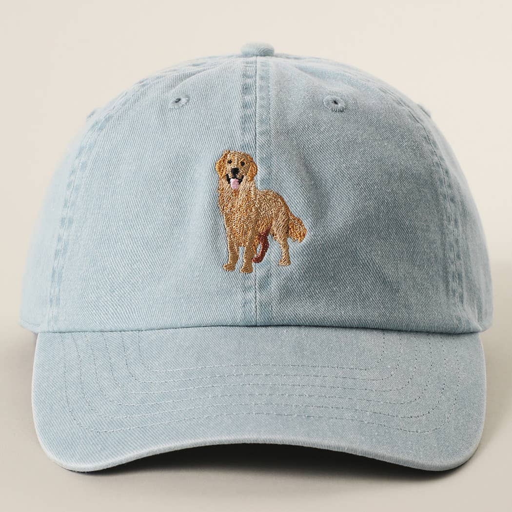 Golden Retriever Embroidered Pigment Dyed Baseball Cap