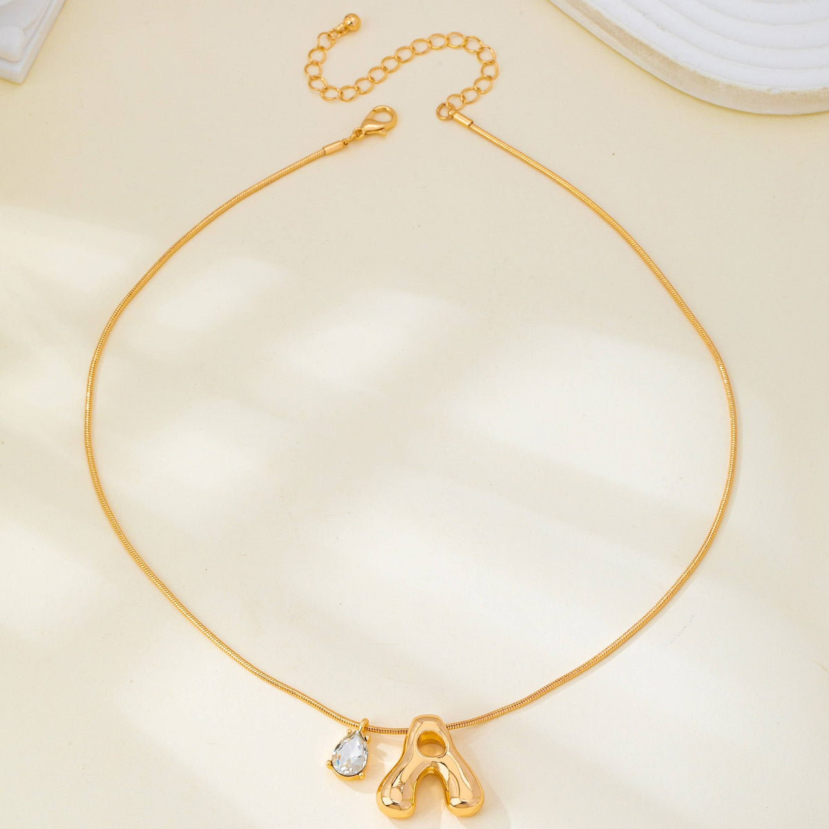 Teardrop & Bubble Initial Charm Necklace