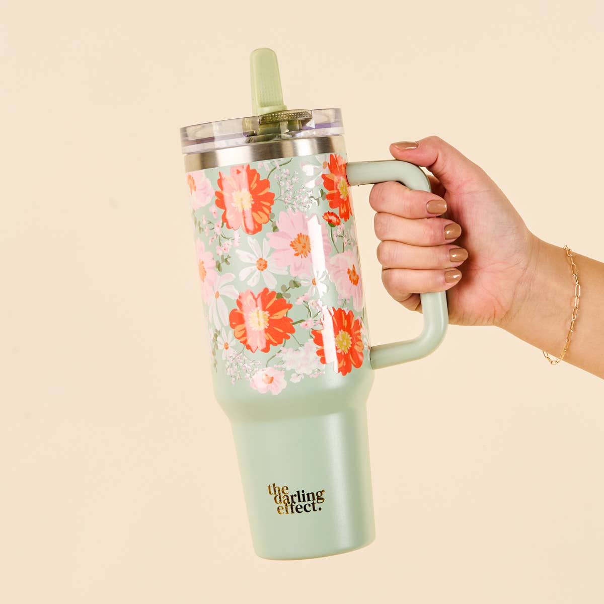 40 oz Lifestyle Flip Straw Tumbler–Bouquet Beauty Sage