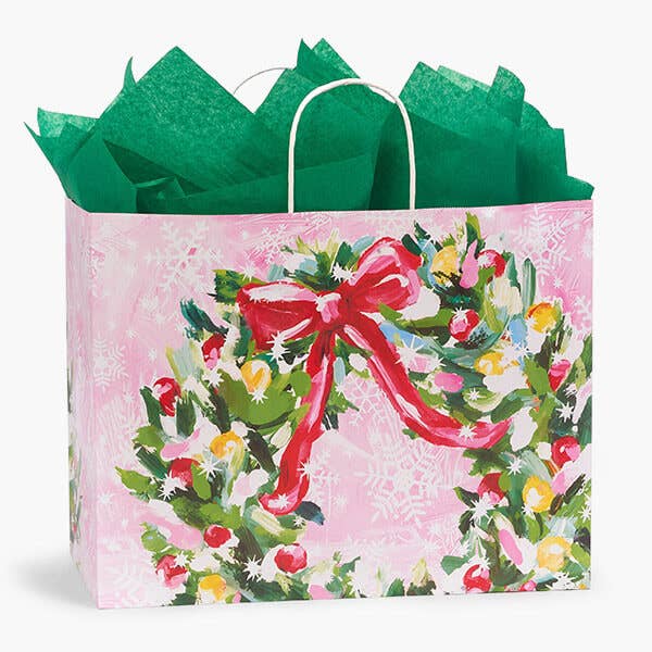 Pink Christmas Paper Retail Gift Bags