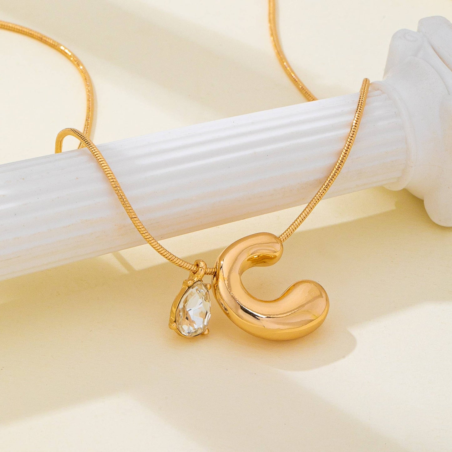 Teardrop & Bubble Initial Charm Necklace