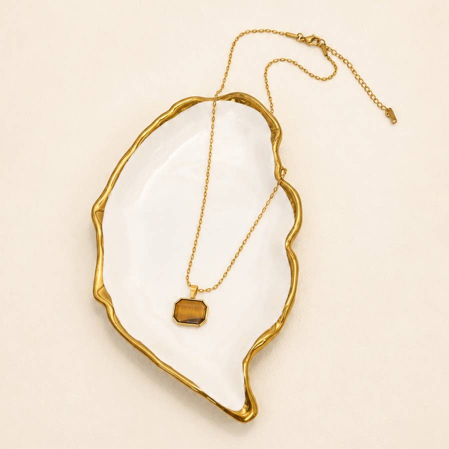 18K STAINLESS STEEL TARNISH FREE GEMSTONE NECKLACE| 40NK9733