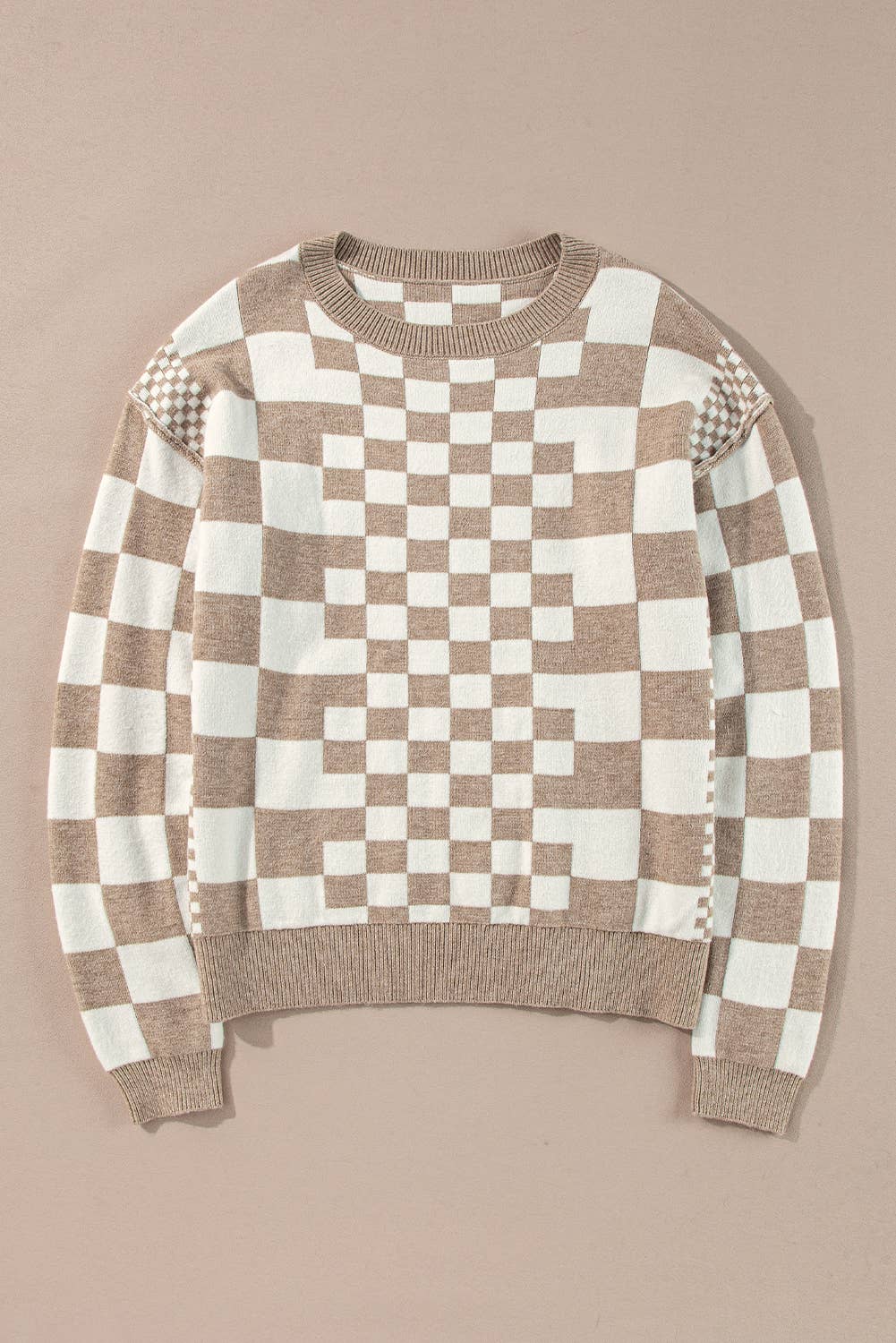 Checker Round Neck Sweater