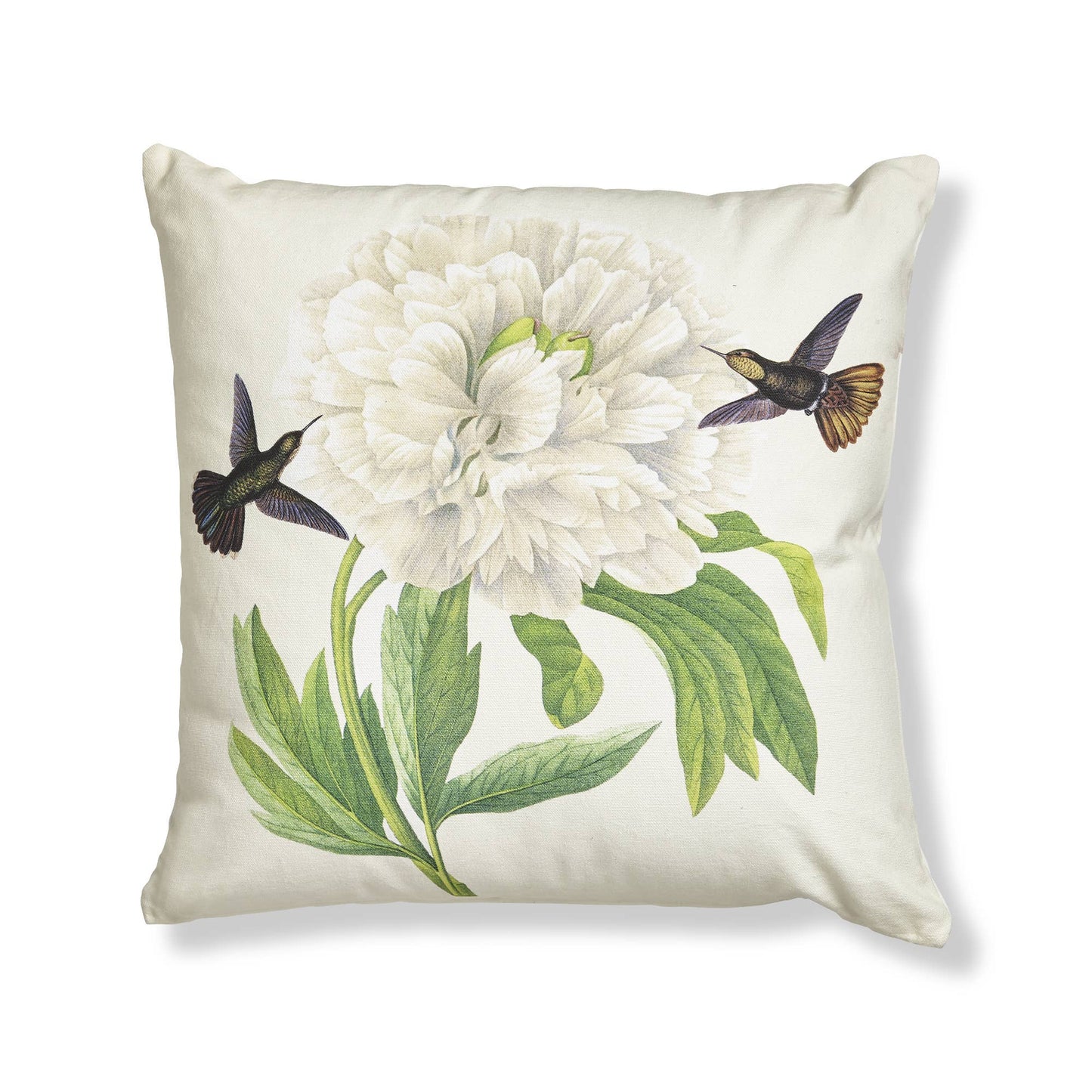 Hummingbird White Flower Pillow Multi Cotton Summer
