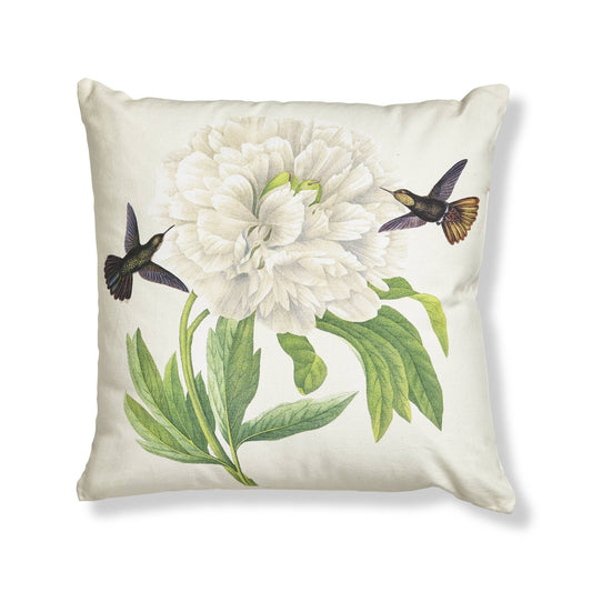 Hummingbird White Flower Pillow Multi Cotton Summer