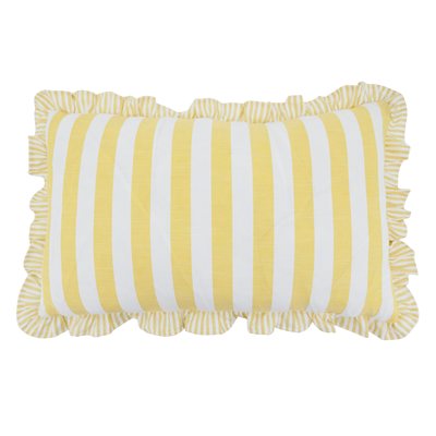 Yellow Double-Sided Striped Ruffle 12"X20" Throw Pillow