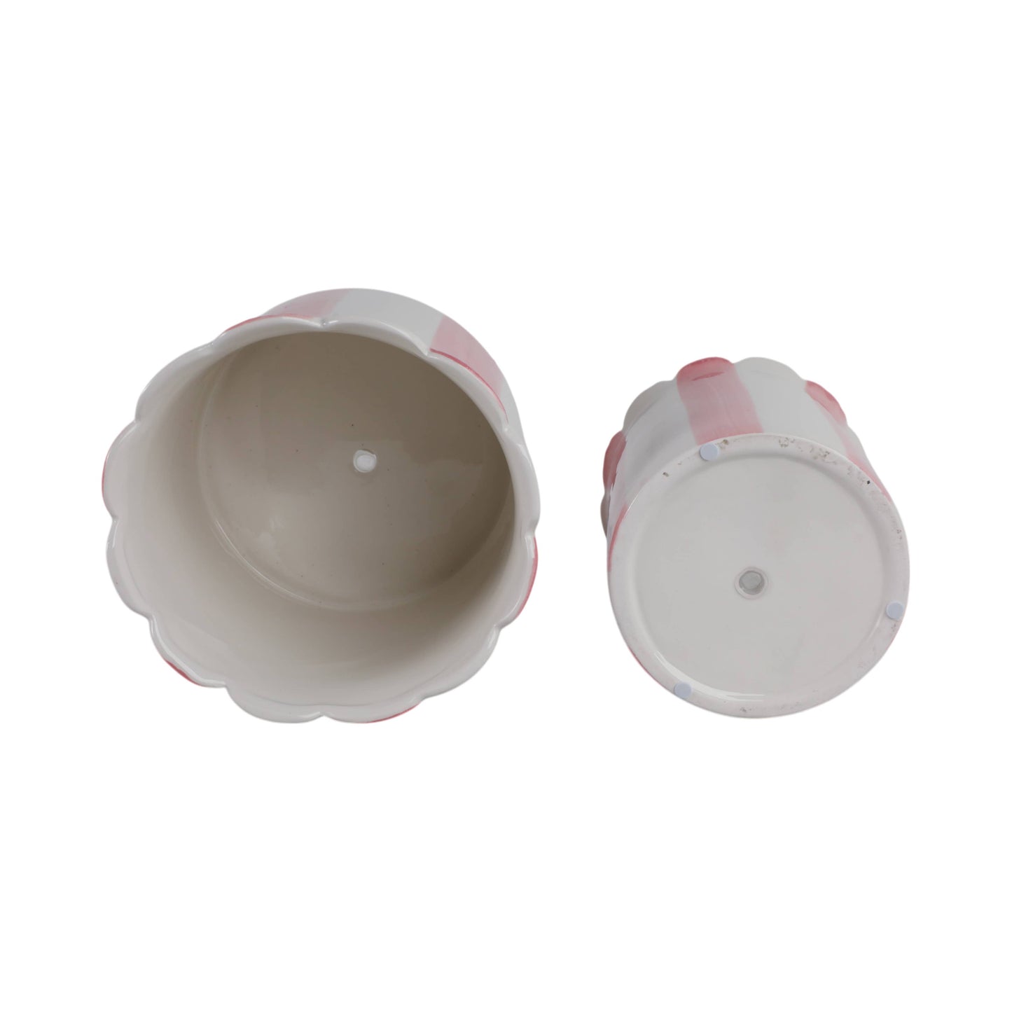 Planters- Pink Ceramic Striped Scallop, 6 & 8 in.