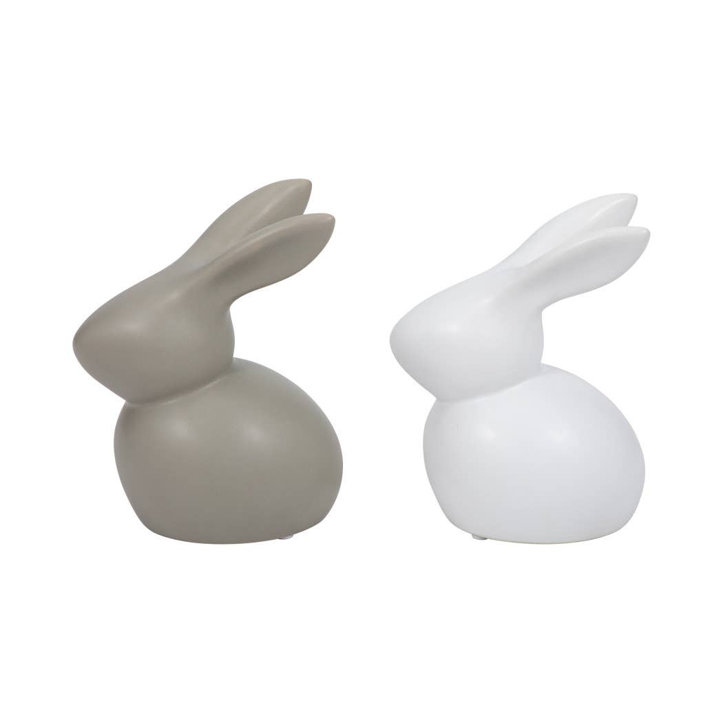 Decorative Figurine - White Ceramic Smooth Bunny, 7 in.