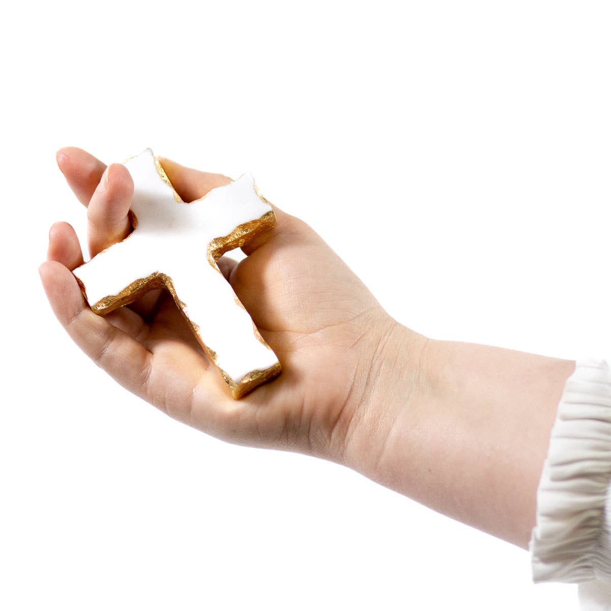 Marble Prayer Cross   White/Gold Marble