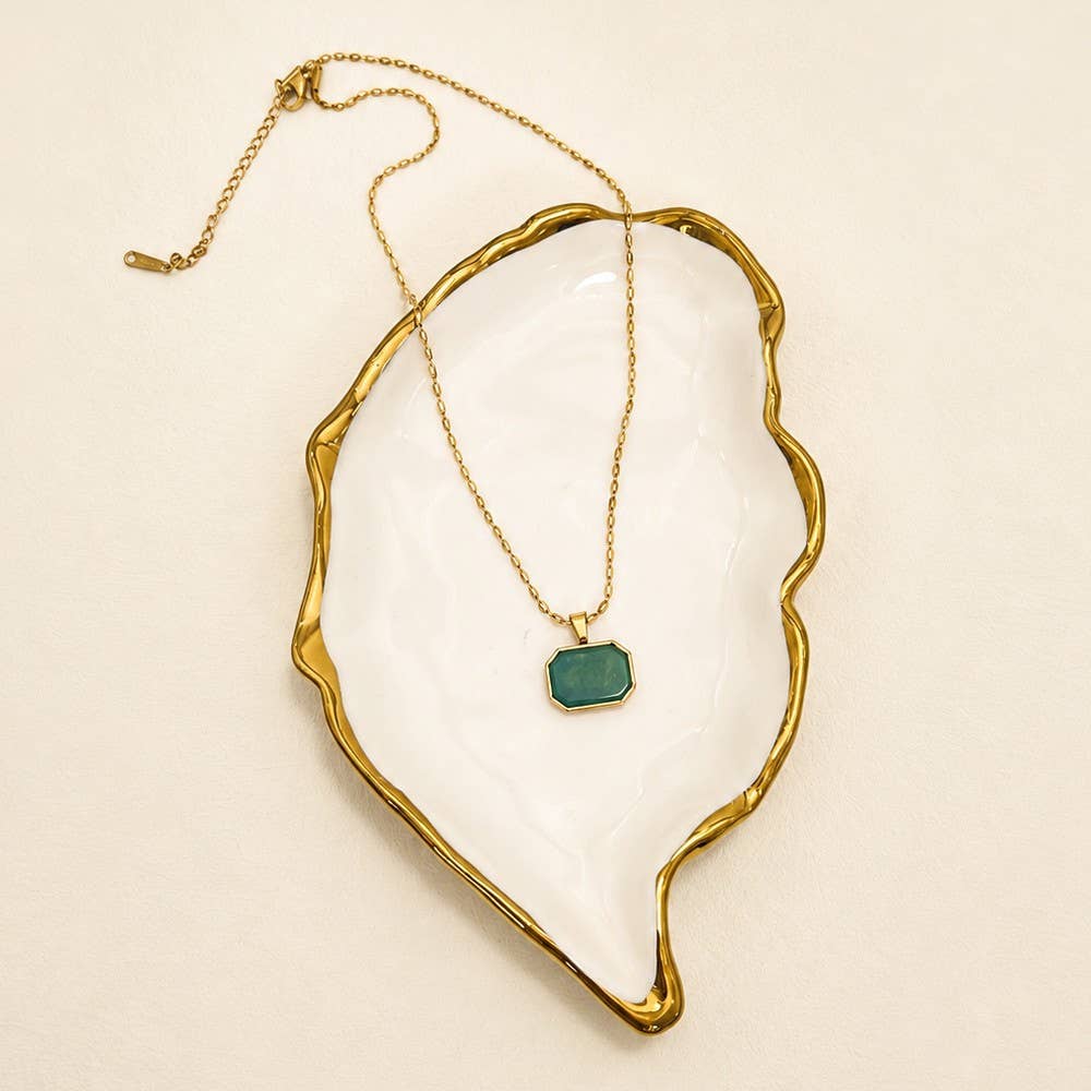 18K STAINLESS STEEL TARNISH FREE GEMSTONE NECKLACE| 40NK9733