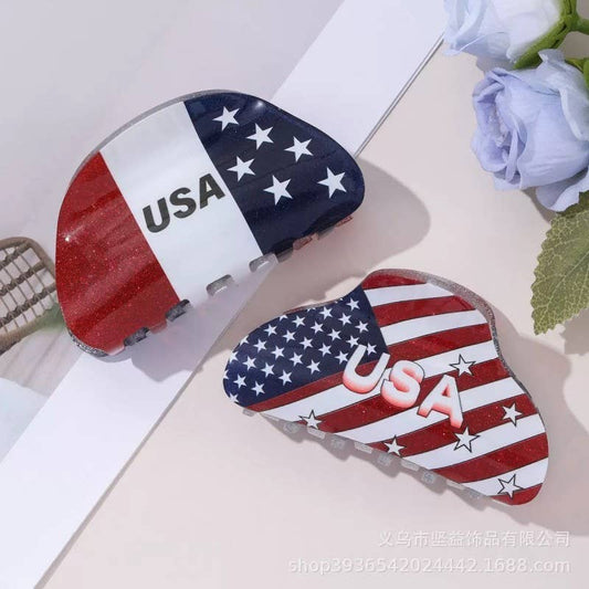 4TH OF JULY STAR USA FLAG CLAW  CLIPS |