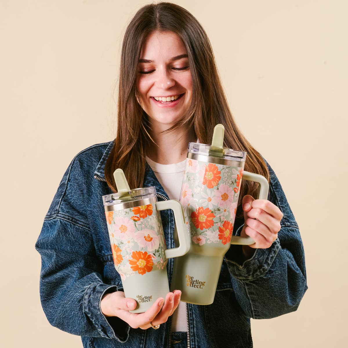 40 oz Lifestyle Flip Straw Tumbler–Bouquet Beauty Sage