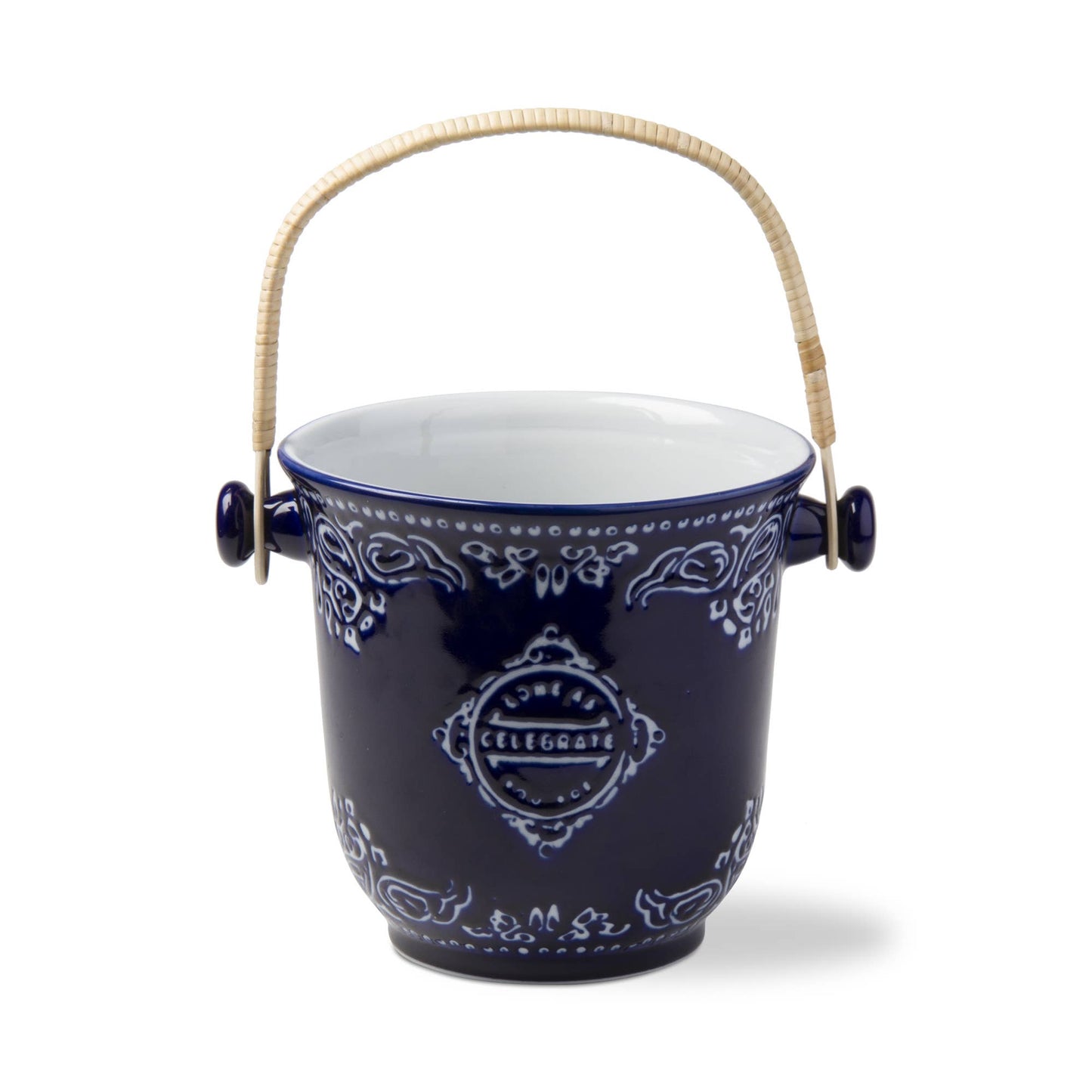 Celebrate Wine Bucket Blue Porcelain Summer