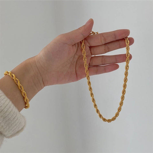 ROPE STAINLESS STEEL WATERPROOF TARNISH FREE NECKLACE