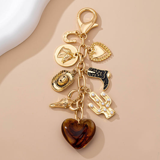 WESTERN HEART CROSS HAT BOOT HEART BAG CHARM |