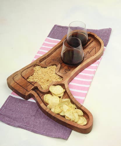 Acacia Wood Cowboy Boot Chip & Dip Platter #71473