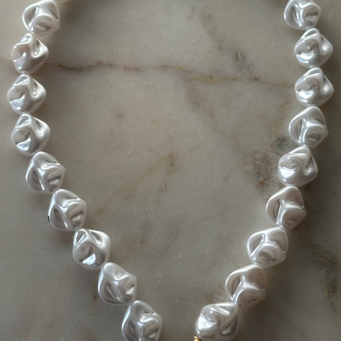 Baroque Pearl Heart Toggle Necklace 18K Gold-Plated Non-Tarnish