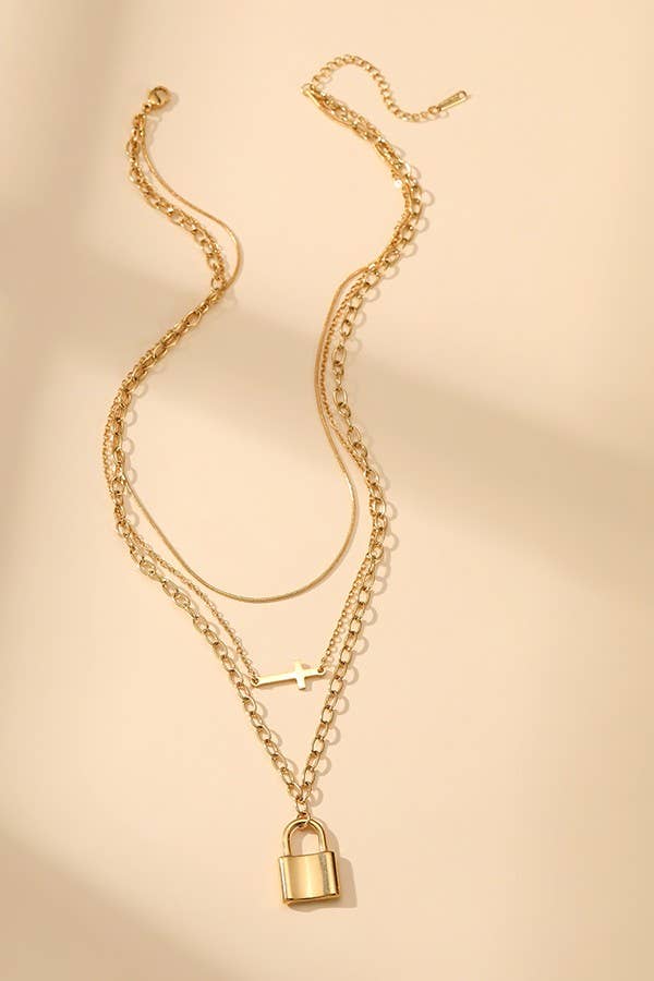 Golden Hour Lock Necklace | 40NK371
