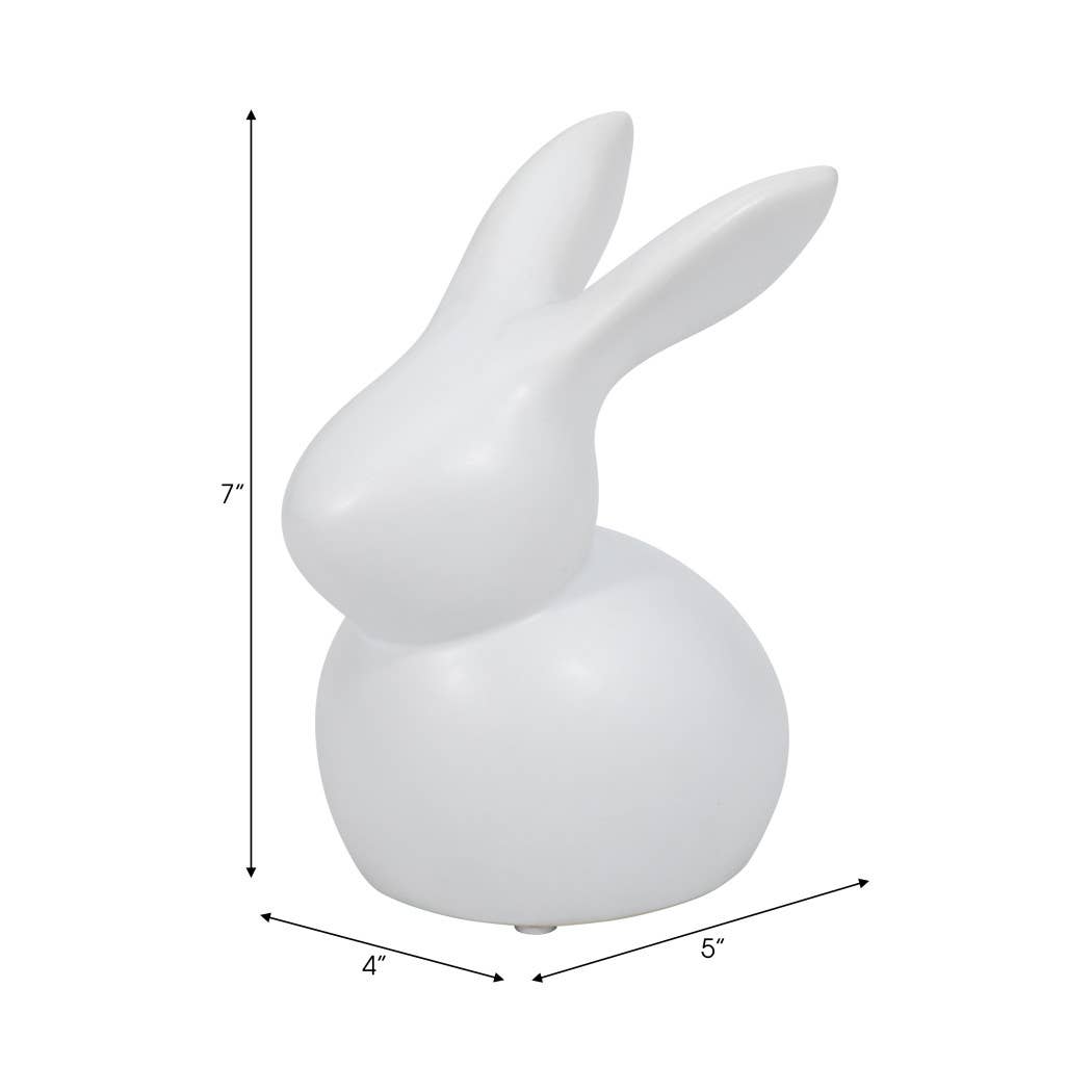 Decorative Figurine - White Ceramic Smooth Bunny, 7 in.